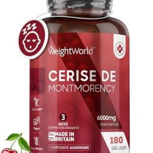 suppléments naturels : extrait puissant de cerise de montmorency 6000mg 180 gélules vegan, vitamines et minéraux essentiels, absorption rapide, testé en laboratoire