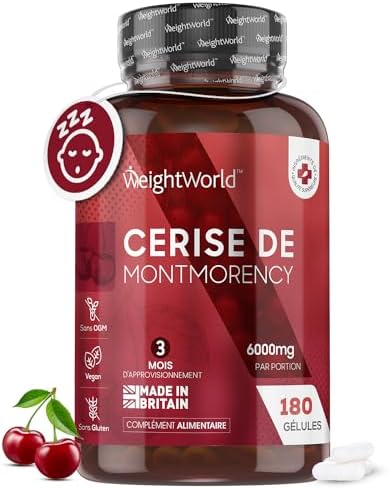 suppléments naturels : extrait puissant de cerise de montmorency 6000mg 180 gélules vegan, vitamines et minéraux essentiels, absorption rapide, testé en laboratoire