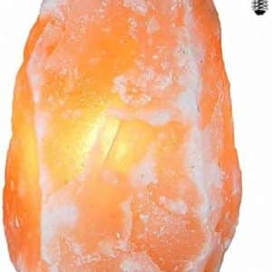 lampe sel himalaya 100% naturel h hansel home 5 7 kg avec base bois + ampoule led extra, prise européenne