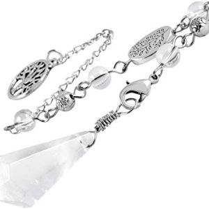 pendule en cristal divinatoire et radiesthésie avec arbre de vie pierre naturelle pour voyance esotérique