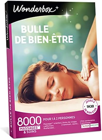coffret cadeau wonderbox: bulle de bien être détente assurée avec 8000 soins spa pour 1 à 2 personnes
