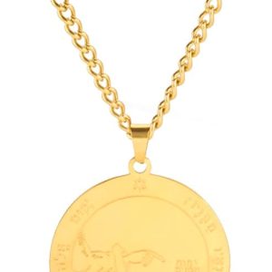 pentacle de protection acier inoxydable pendentif clé de salomon lune homme, talisman wicca