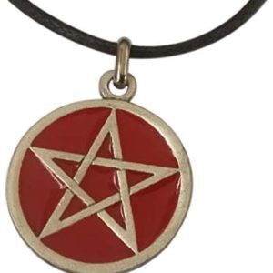 pentacle de protection wicca Étoilé rouge, amulette des cinq Éléments en argent bijou artisanal eurofusioni avec collier