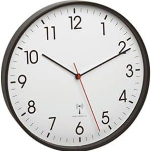 horloge murale silencieuse radio pilotée tfa dostmann, cadre métallique noir mouvement avec trotteuse : 60.3537.01
