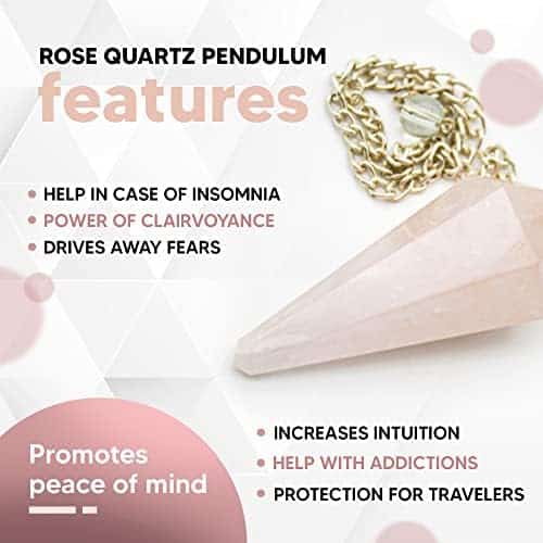 pendule divinatoire quartz rose 7 chakras doja barcelona | décoration energétique d'esotérisme pour méditation & bien être
