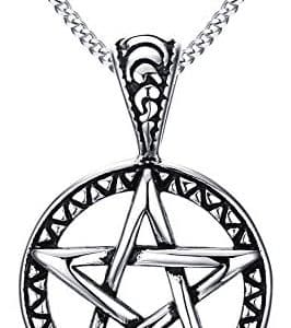 pentacle de protection collier tribal gothique en acier inoxydable pour homme
