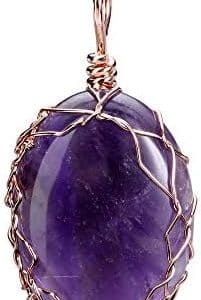pentacle de protection jovivi: collier reiki améthyste, pierre précieuse naturelle pour lithothérapie