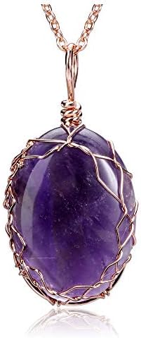 pentacle de protection jovivi: collier reiki améthyste, pierre précieuse naturelle pour lithothérapie