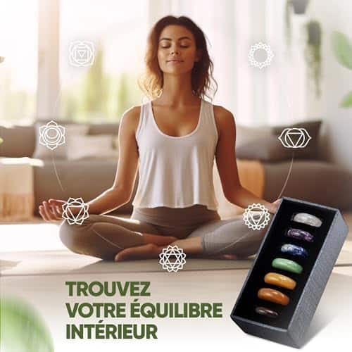 chakra set puraja premium : ensemble de 7 pierres Énergétiques et précieuses pour méditation