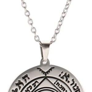pentacle de protection homme : amulette salomon en acier inoxydable, collier saturne et jupiter