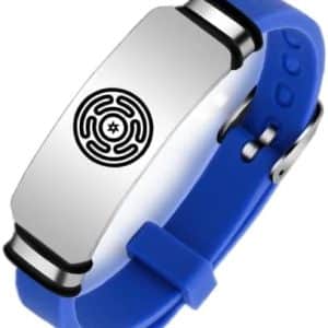 bracelet wicca en silicone et acier inoxydable avec pentacle de protection hecate bijou païen chic et réglable