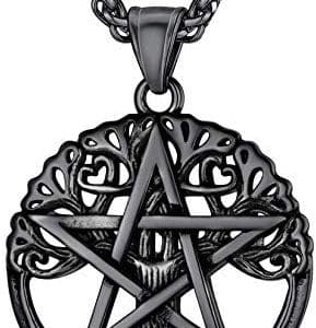 pentacle de protection en noir collier homme 'arbre de vie' celtic et bijou amulette wiccan