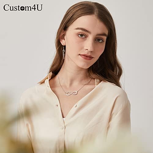 pentacle 925 argent/ acier, collier infini personnalisé 1 4 prénoms, idéal cadeau pour maman, femme, fille