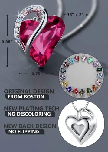 collier ras de cou femme en cristal blanc & birthstone avec leafael heart pentacle de protection dans un coffret cadeau