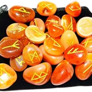 ensemble de runes en cornaline avec sac velours wholesalegemshop