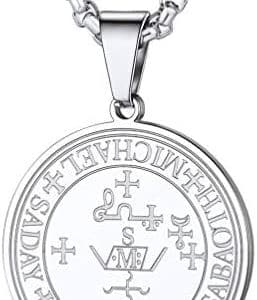acier plaqué or pendentif protecteur d'archange michaël. talisman de protection avec chaîne ajustable