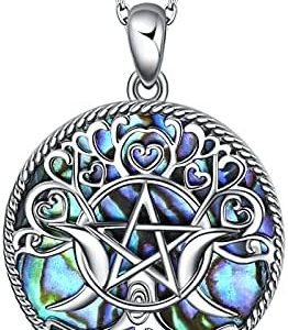collier argent sterling avec pentacle triple lune bijoux magiques pour hommes et femmes
