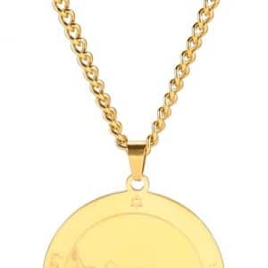 pentacle de protection: collier en acier inoxydable, symbole lunaire, clé de salomon bijou cadeau wicca pour homme