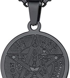 pentacle de protection salomon: pendentif talisman noir homme u7