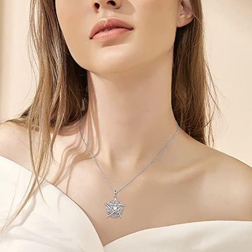 pentacle protecteur en argent sterling et pierre de lune, collier wicca unique pour femmes urone