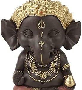 ganesh statuette 3 : décoration spirituelle zen'light vert/marron 11,5cm feng shui, relaxation & porte bonheur