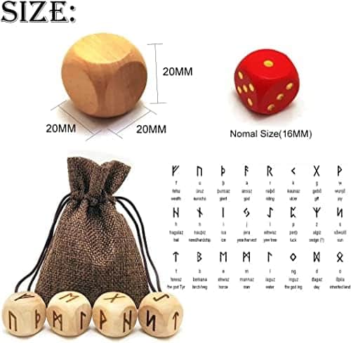 dés divinatoires runes en bois jeu de méditation avec 24 symboles anciens