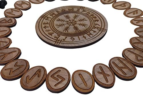 runes divinatoires en bois noyer 'vegvísir' lot de 25 pièces haute qualité
