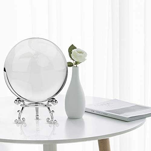 cristal k9 puissant de merrynine: boule de médium 80mm avec support métallique pour photographie et décoration