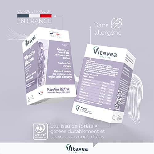 kératine biotine vitavea boostez le bien être de vos cheveux et ongles avec nos vitamines françaises 30 gélules
