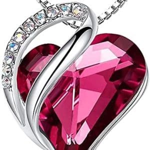 collier ras de cou femme en cristal blanc & birthstone avec leafael heart pentacle de protection dans un coffret cadeau