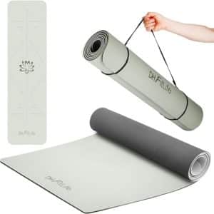 tapis de yoga Écologique et antidérapant dh fitlife avec lignes d'orientation