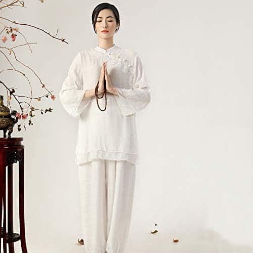 tenues de méditation ksua: vêtements tai chi et kung fu pour femmes en coton et lin