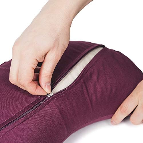 zafu lotuscrafts: coussin de méditation demi lune certifié gots rembourrage d'épeautre et housse en coton lavable