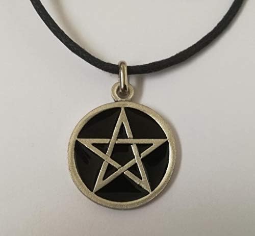 pentacle de protection wicca en argent noir: bijou artisanal Étoilé & symbole des 5 Éléments