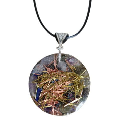 pentacle de protection wicca en labradorite, améthyste & lapis lazuli pendentif triple déesse lune pour hommes et femmes