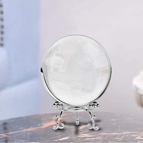 cristal k9 puissant de merrynine: boule de médium 80mm avec support métallique pour photographie et décoration