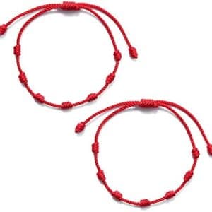 lot de 2 bracelets yushu : protection puissante & chance, zodiac amulette rouge, 7 nœuds anti mauvais Œil