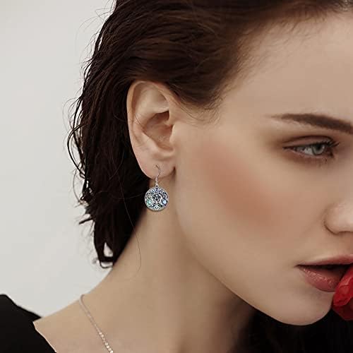 pentacle de protection en argent sterling : boucles d'oreilles déesse triple lune, talisman magique wiccan, bijoux arbre de vie pour femmes et hommes