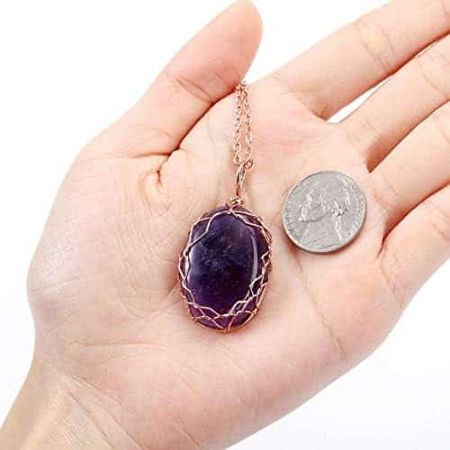pentacle de protection jovivi: collier reiki améthyste, pierre précieuse naturelle pour lithothérapie