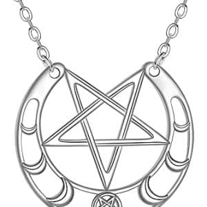 pentacle de protection urone: collier lunar en argent sterling bijoux wiccan céleste