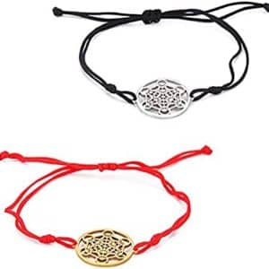 bracelet protection archange métatron : pendentif pentacle ajouré et ajustable en acier inoxydable unisexe