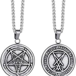 pentacle protecteur luciferien en acier inoxydable pour homme style wiccan satanique xuanpai