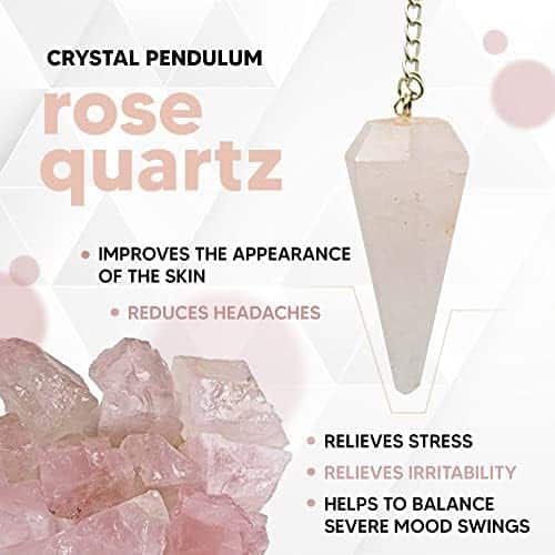 pendule divinatoire quartz rose 7 chakras doja barcelona | décoration energétique d'esotérisme pour méditation & bien être