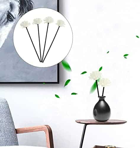 4 bâtons diffuseurs d'arômes tehaux, Élégants en bois de rotin avec fleurs convient aux huiles essentielles
