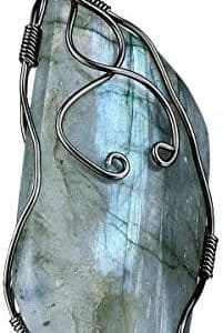 collier pendentif labradorite : bijou semi précieux en cuivre, pierre de protection naturelle lithothérapie