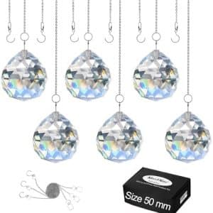 cristaux feng shui merrynine : prismes suspendus rainbow maker pour fenêtres (6, 50mm)
