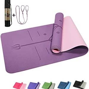 tapis de yoga Écologique kainos: antidérapant, epais, tpe 100% recyclable avec repères d'alignement, 183x61x6mm