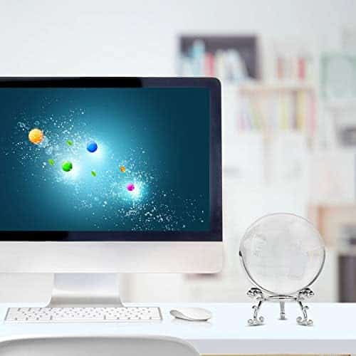 cristal k9 puissant de merrynine: boule de médium 80mm avec support métallique pour photographie et décoration