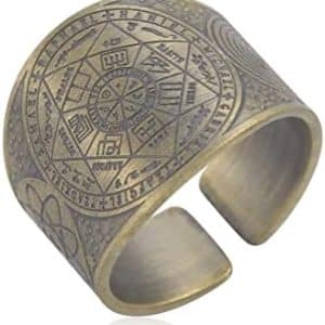 pentacle de protection: bague sceau des 7 archanges, cube de métatron, amulette talisman, pour la chance et la protection bijoux unisexe