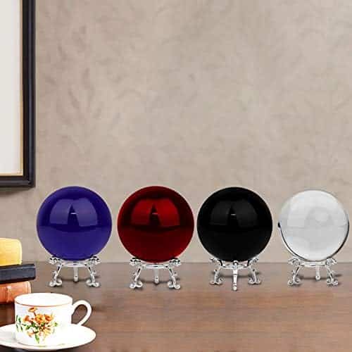 cristal k9 puissant de merrynine: boule de médium 80mm avec support métallique pour photographie et décoration